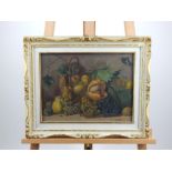 G. Frania, French, oil on canvas, a mid-20th century, oil study of a rustic, fruit still-life