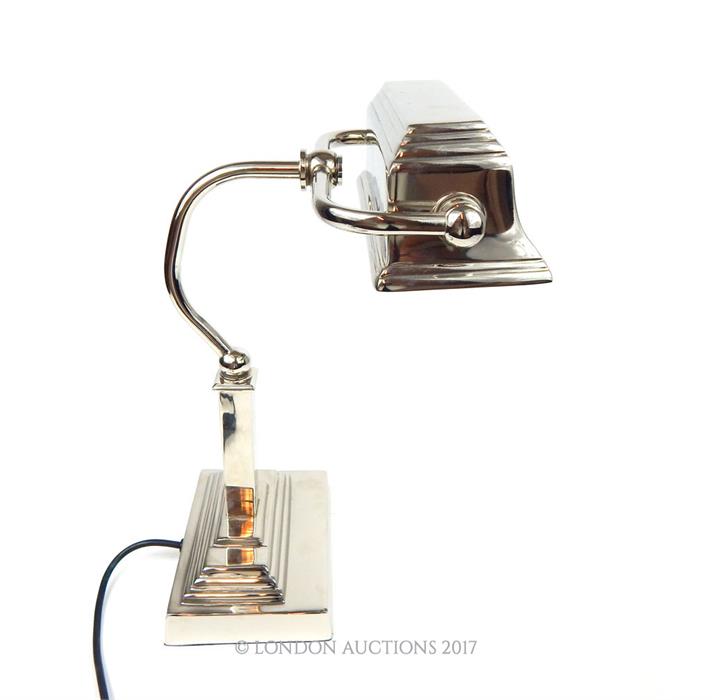 A contemporary chromed bankers desk lamp with adjustable shade - Image 2 of 3