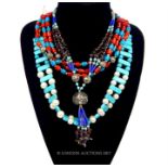 Three Persian beaded necklaces