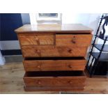 A Victorian satinwood chest of two long over three long graduated drawers