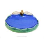 A Royal Doulton 'Wright's Coal Tar Soap' majolica dish decorated with a dragonfly