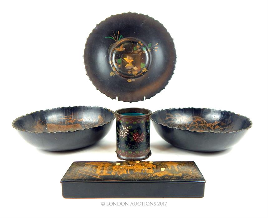 A collection of early 20th century, Chinese lacquer and cloisonne items - Image 2 of 2