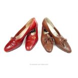 Two pairs of vintage, leather, Salvatore Ferragamo ladies shoes (Size 5)