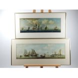 A pair of panoramic maritime prints