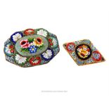 Two mid 20th century Italian micro mosaic brooches decorated with flowers