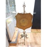A Victorian solid Brass shield shape pole screen