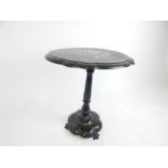 A Victorian papier mache table; 73cm high.