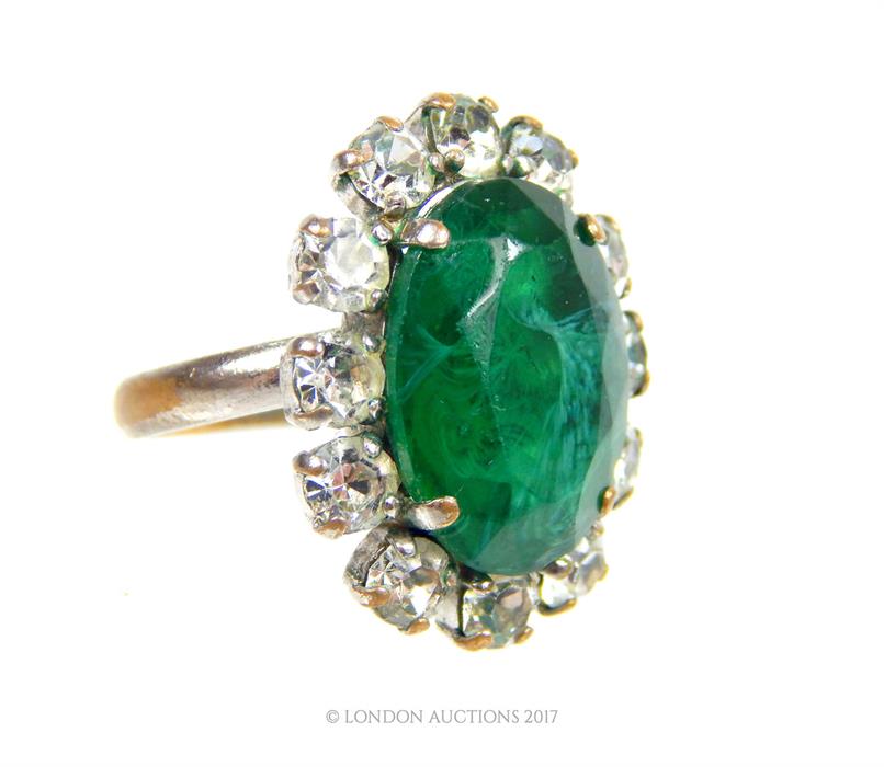 A vintage, 1970's, Christian Dior, green glass and paste cocktail ring - Image 2 of 2