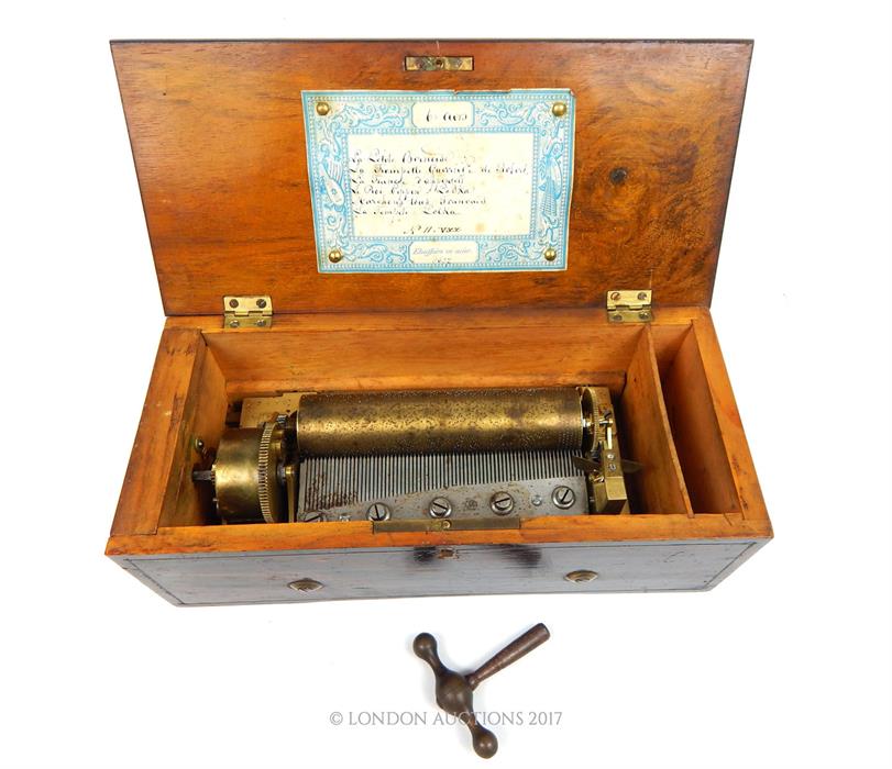 A fine, early, (working-order), 19th century, Swiss musical box in original, fitted, coromandel case