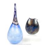 Two items of iridescent, studio art glass by Nick Orsler