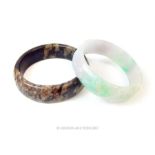 Two chunky, Chinese, jade bangles