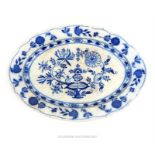 A B. W. & Co blue and white oval meat platter in the 'Dresden' pattern