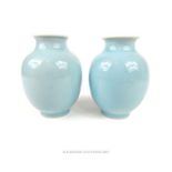 A pair of 19th century, Chinese, clair-de-lune glazed, baluster vases