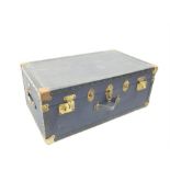 A mid 20th century blue travel trunk
