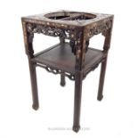 A 19th Chinese mother of pearl inlaid hardwood two tier washstand