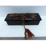 An antique Japanese black lacquered box of rectangular form