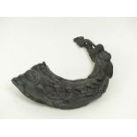 A Chinese carved buffalo horn