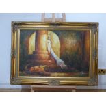 W. James, A large, atmospheric, oil painting of a nude, Ancient Egyptian woman