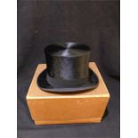 A boxed, Victorian, black top-hat by Andre & Co Ltd, 163 Piccadilly