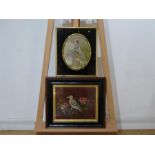 A framed, glazed and gilt-mounted Victorian needlework with a period, silk-work picture