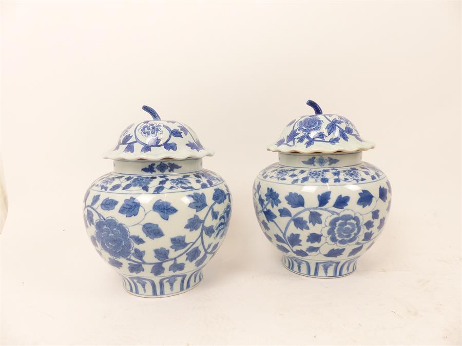 A pair of Chinese blue and white porcelain jars