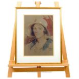 Edwin Morgan RA, Pastel and watercolour study of lady in a cloche hat