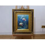 C. Benolt, an ornately framed, oil painting of a coral reef