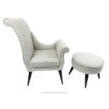 A Richard Ward, upholstered, chair and stool