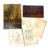 A sketchbook possibly by Felix Andrews together with two well drawn, loose sketches (one