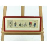 A framed set of Chinese, 19th century, figurative studies on rice paper