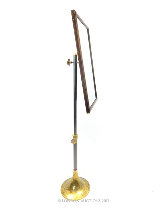 An extendable, Edwardian, oak, steel and brass standing mirror - Image 2 of 2
