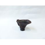 A Chinese Buffalo horn libation cup