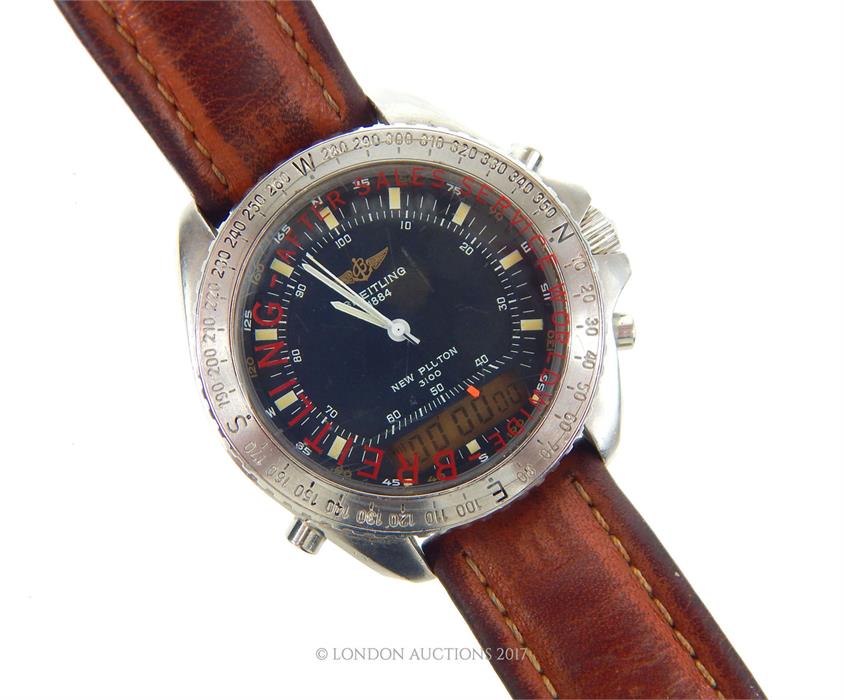 A Brietling gentleman's wristwatch Pluton 3100; numbered "A51037 40785" with a Breitling fitted