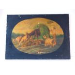 A 19th century unframed naive oil on canvas depicting a farmer
