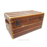 A 1910, 'Old England' trunk with wooden strapwork