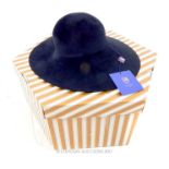 A boxed, designer, 'Philip Treacy of London', black velvet, wide-rimmed hat