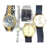 A Sekonda 23 Jewels gentleman's wrist watch ''Made in USSR'' together with and four others (A/F) (
