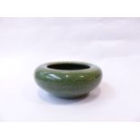 A Chinese green crackle glazed brush pot