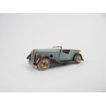 A pre-war Mimic clockwork open topped 'Sports Streamline Blue' car with original box and key.