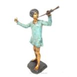 A painted bronze figure of Peter Pan