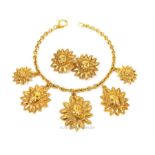Chanel gold plated necklace and earrings