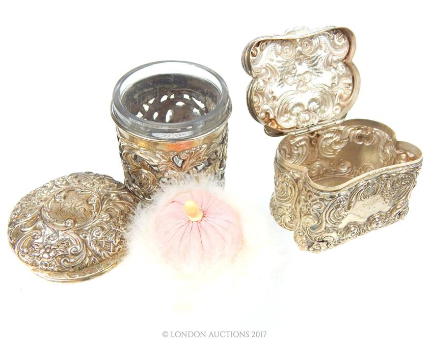 Two 19th century silver dressing table jars; 247g overall
