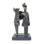 A mid 20th century bronze figural group depicting two figures