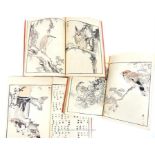 Kono, Barei "Japanese Studies of Birds" in three volumes; with hand stitched cardboard covers; circa