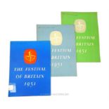 Three introductory Festival of Britain pamphlets detailing planning for the event from different