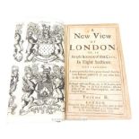 "View of London" Volume II, full leather binding with ribbed spine; pub. 1708, London: "Printed