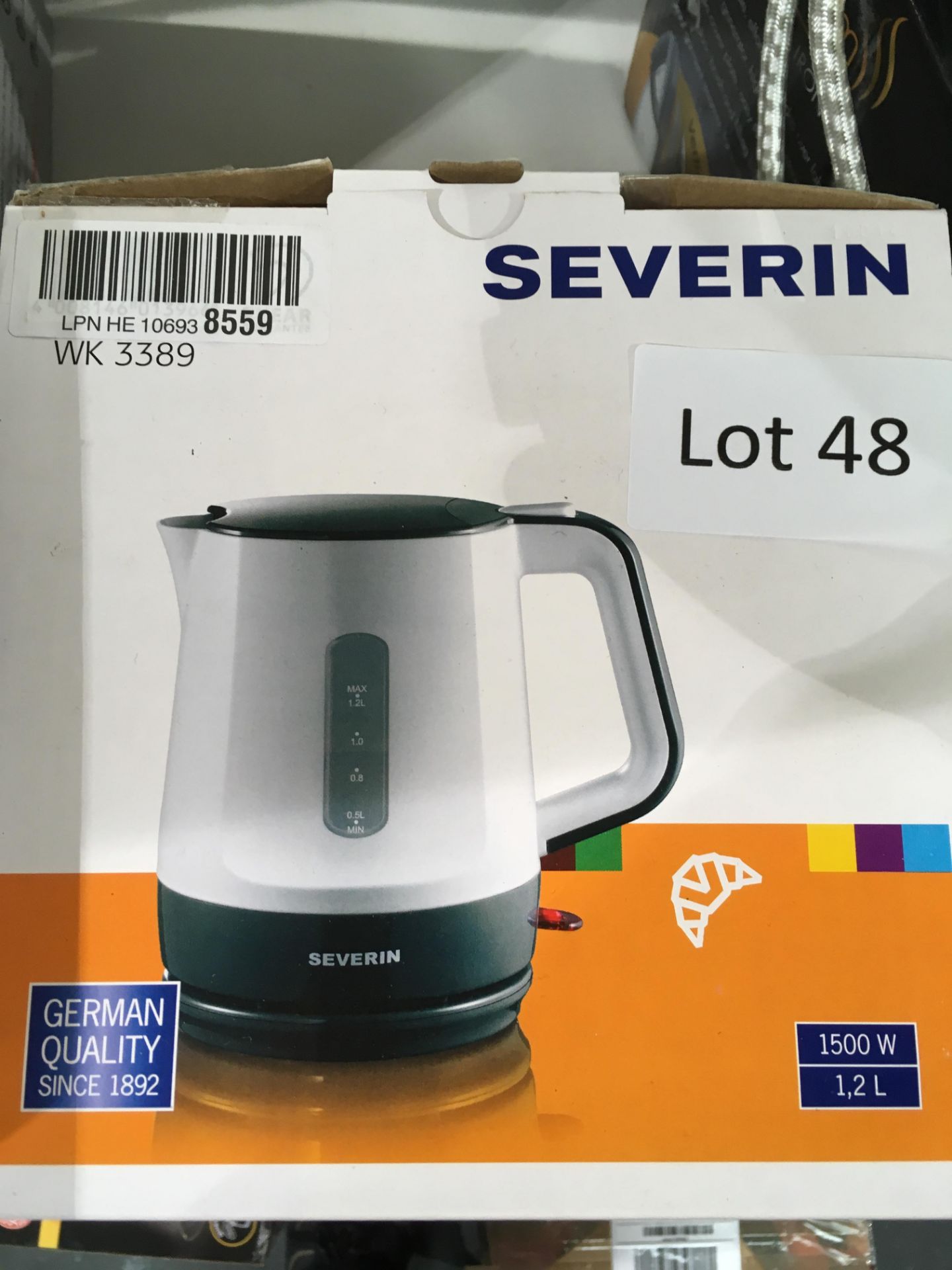 Severin jug kettle. 1500W. Working customer return.