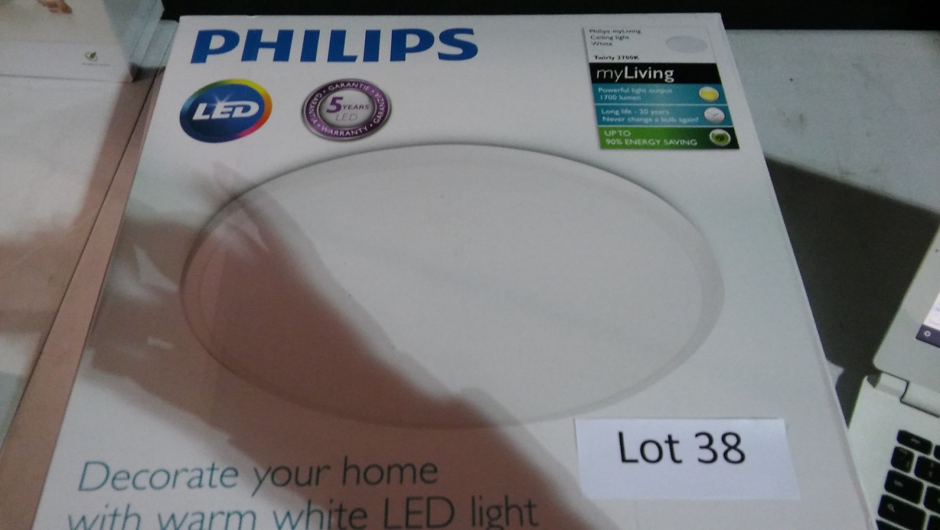 "Philips My Living " LED ceiling light white. Powerful light output 1700 lumen. New.