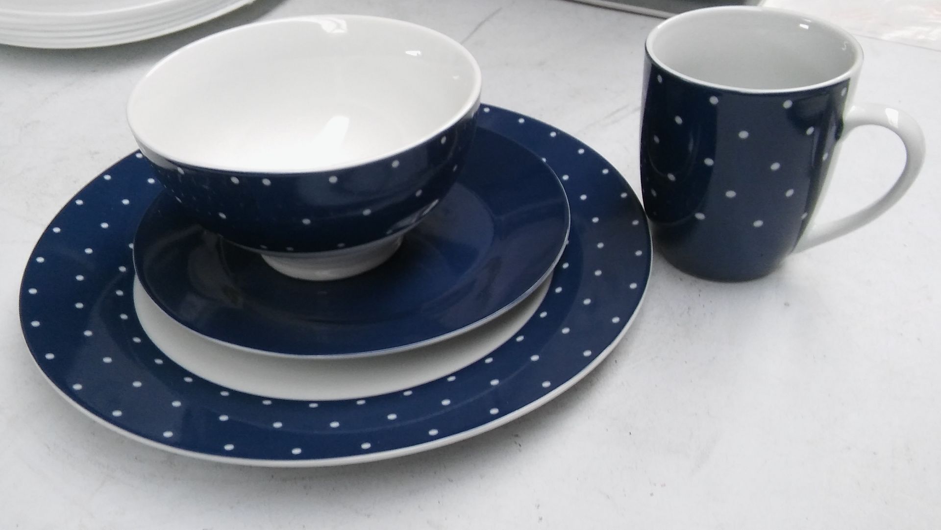 "16 piece Waterside China Twilight dinner set/blue". New.