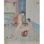 A set of 12 Chinese erotic paintings on silk 19th Century